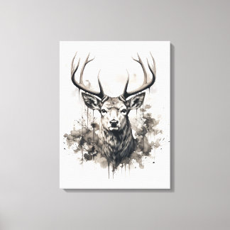 Neutrale Sepia-Farben Wildtiere Hirsche Kunst Leinwanddruck