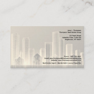 🏙️ Neutrale Skyline Immobilien-Geschäftskarte ✨💼 Visitenkarte