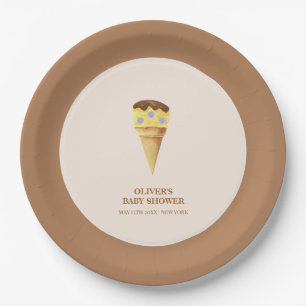 Neutrale Sommer Scoop Ice Cream Boy Baby Dusche Pappteller