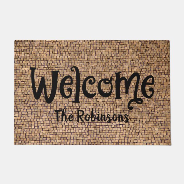 Neutrale Steine Name Welcome Door Mat : Große Fußmatte (Vorderseite)