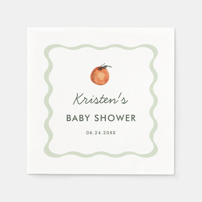 Neutrale Süsse Mandarine Babydusche Napkins Serviette (Vorderseite)