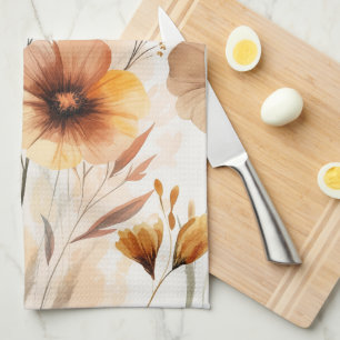 Neutrale Tannenzapfen-Blumen-Aquarell-Blüten Elega Geschirrtuch
