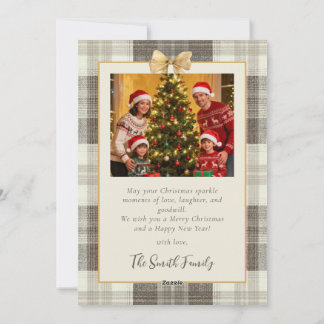 Neutrale Tartan-Schleife Weihnachten Zwei Fotos