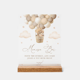 Neutrale Teddy Bear Baby Dusche Mimosa Bar Acrylschild