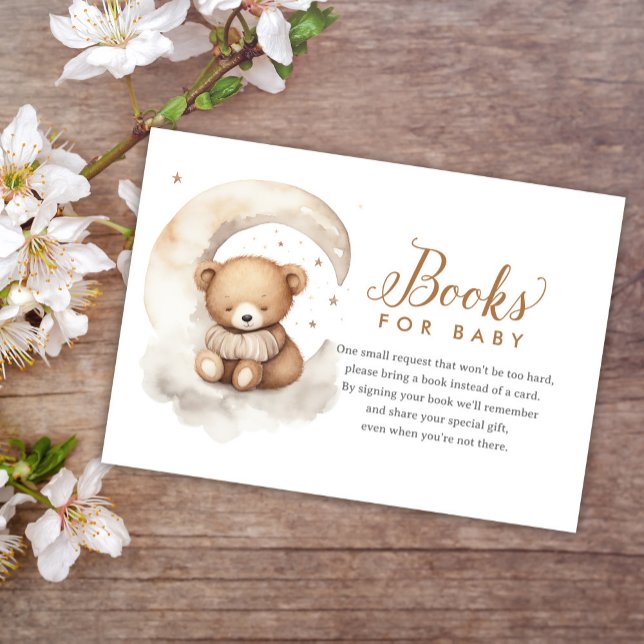 Neutrale Teddy Bear Moon Baby Shower Books für Bab Begleitkarte (Von Creator hochgeladen)