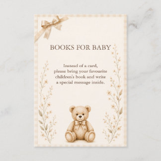 Neutrale Teddybär-Baby-Shower-Bücher für Baby-Kart Begleitkarte