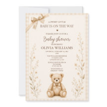 Neutrale Teddybär-Baby-Shower-Einladung