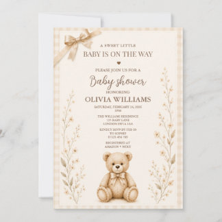 Neutrale Teddybär-Baby-Shower-Einladung Einladung