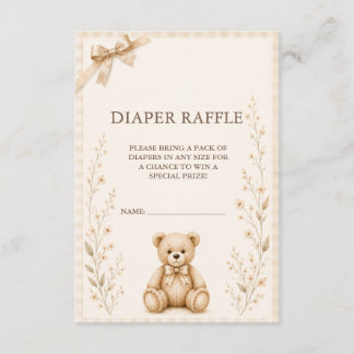 Neutrale Teddybär-Baby-Shower-Windel-Raffel-Karte Begleitkarte