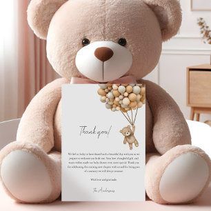 Neutrale Teddybär-Ballon-Baby-Shower-Dankeschön-Ka Dankeskarte