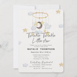 Neutrale Twinkle Little Star Baby Dusche Einladung