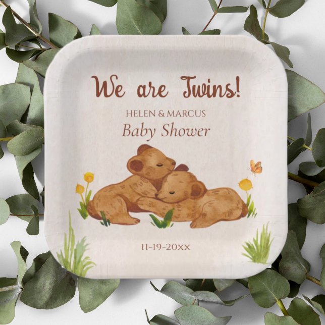 Neutrale Twins-Babydusche für niedliches Geschlech Pappteller (Von Creator hochgeladen)