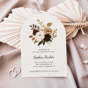 Neutrale und braune Floral Ruhestandsfeier Einladung