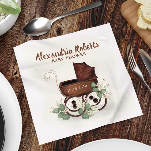 Neutrale Vintage Babydusche Serviette (Gender neutral baby shower vintage custom napkin.)