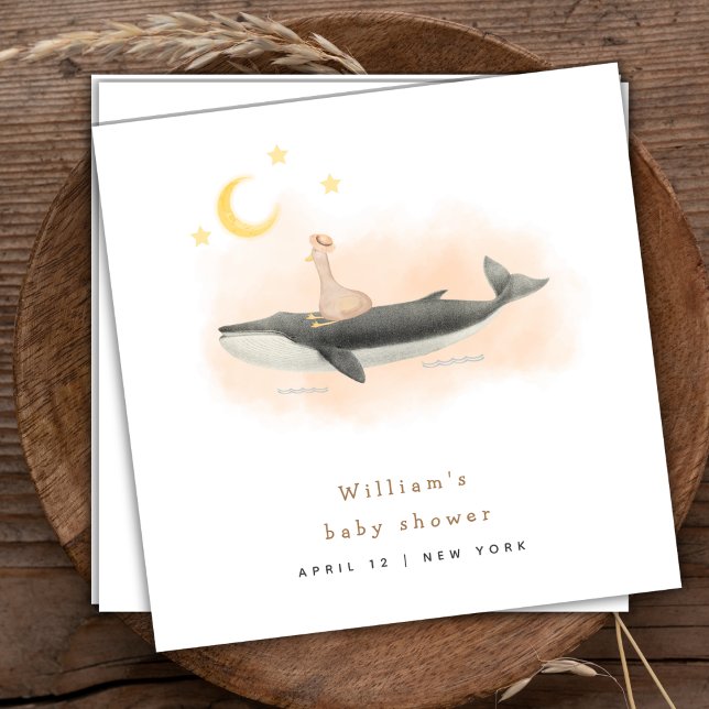 Neutrale Vintage Dusche für Wale und Duck Serviette (Gender Neutral Vintage Whale & Duck Baby Shower Napkins)