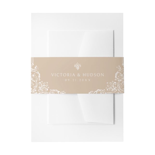 Neutrale Vintage Hochzeit Einladungsbanderole (Vorderseite Beispiel)