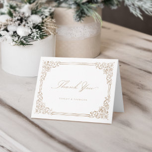 Neutrale Vintage-Rahmen elegante Schrift Dankeskarte