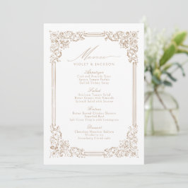 Neutrale Vintage Rahmen-Elegante SkriptWedding Menükarte