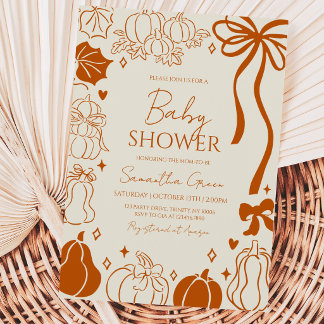 Neutrale, von Hand gezeichnet Fall Pumpkin Baby Du Einladung