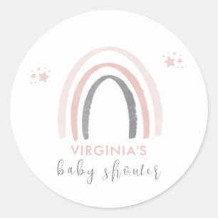 Neutrale Wasserfarbe Boho Rainbow Baby Shower Runder Aufkleber