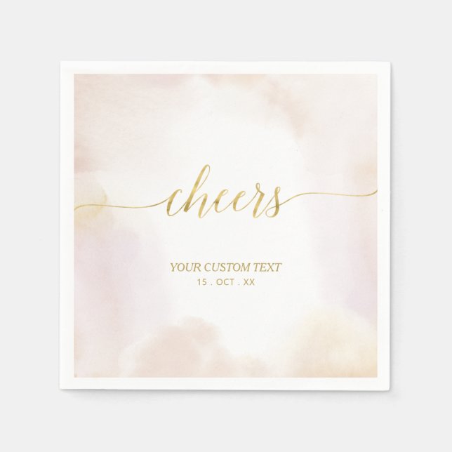 Neutrale Wasserfarbe | Gold Cheers Party Napkins Serviette (Vorderseite)