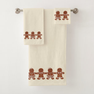 Neutrale Weihnachts-Gingerbread-Badehandtücher Set