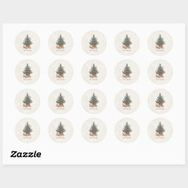 Neutrale Weihnachts-Sticker mit Weihnachtsbaum Runder Aufkleber