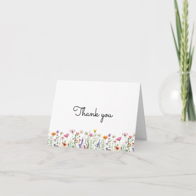 Neutrale Wildblume Babydusche geklappt Dankeskarte (Vorderseite)