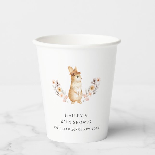 Neutrale Wildblume Babydusche Pappbecher (Vorderseite)