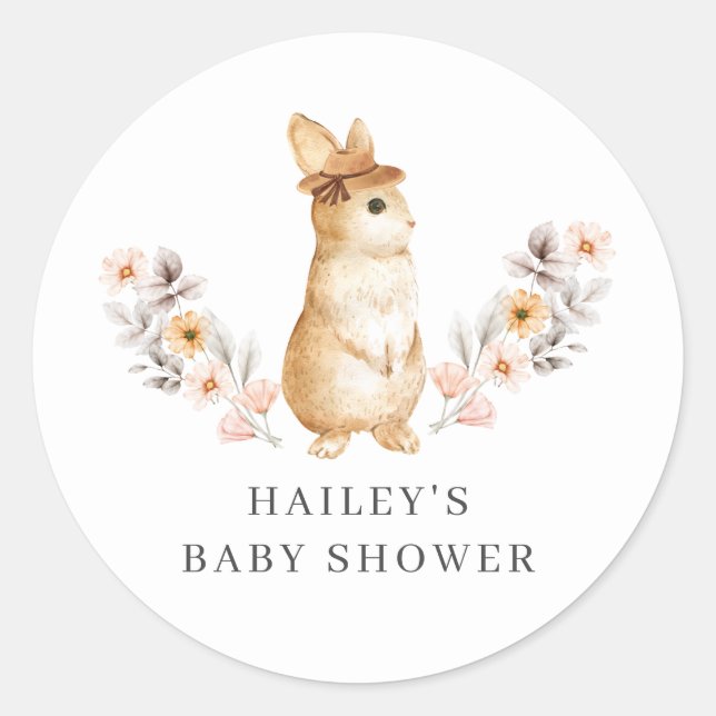 Neutrale Wildblume Babydusche Runder Aufkleber (Vorderseite)