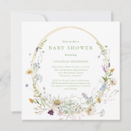 Neutrale Wildblume Floral Baby Dusche Einladung
