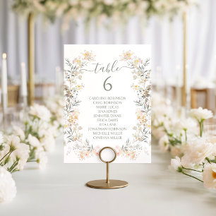 Neutrale Wildblumen Moderne Hochzeit Tischnummer