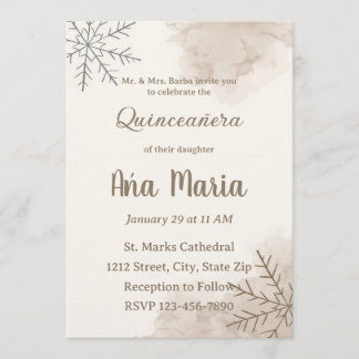 Neutrale Winter Quinceañera-Einladung – Minimalist Einladung