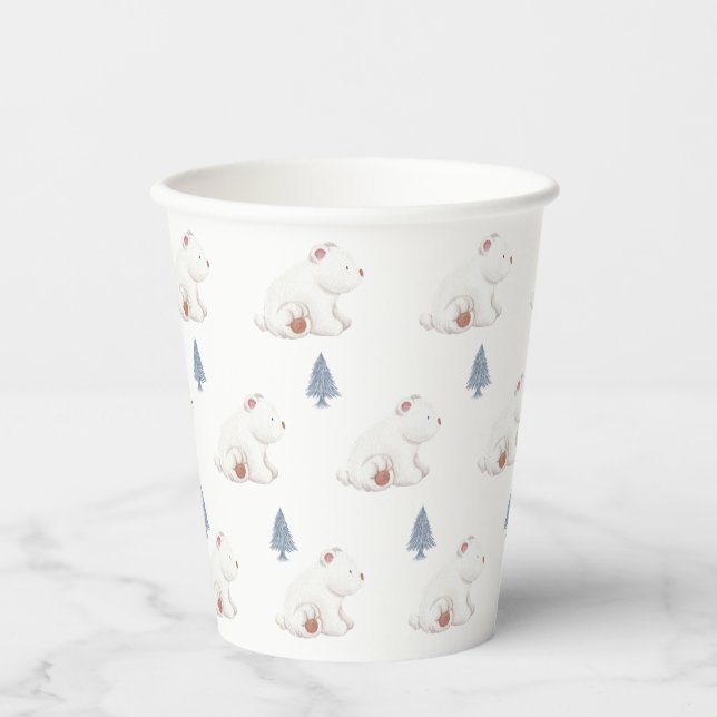 Neutrale Winterpolarbärdusche Pappbecher (Vorderseite)