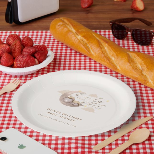 Neutraler Bear warte Moon Star Sleepy Bär Pappteller (Picknick)