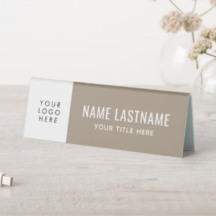 Neutraler Beige Minimalistischer Name des benutzer Tischaufsteller