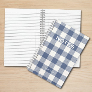Neutraler Blue Buffalo Karo Mit Monogramm Name Notizbuch