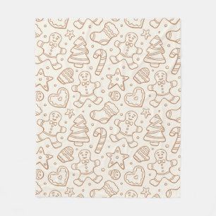 Neutraler Boho-Weihnachts-Gingerbread-Mann-Beige Fleecedecke