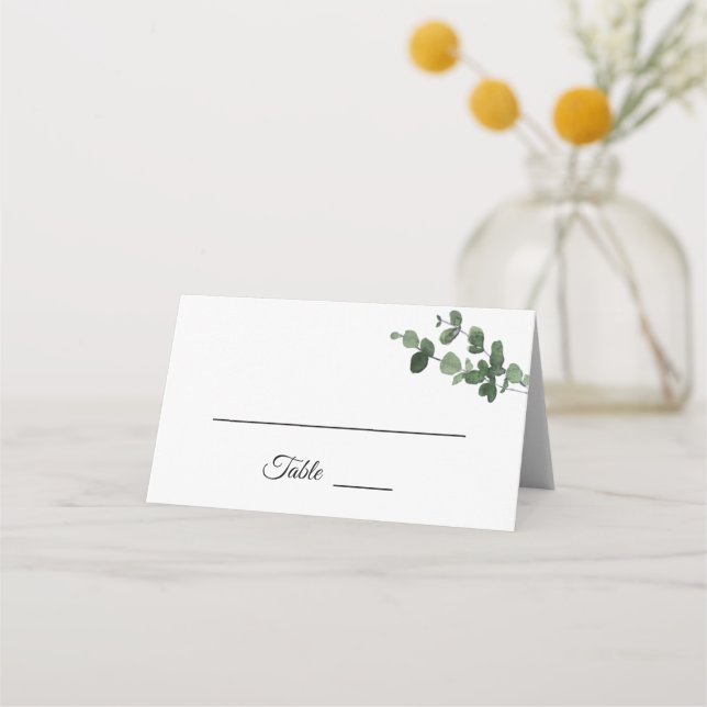 Neutraler Botanischer Hochzeitstil-Platzkarte Platzkarte (Vorderseite)