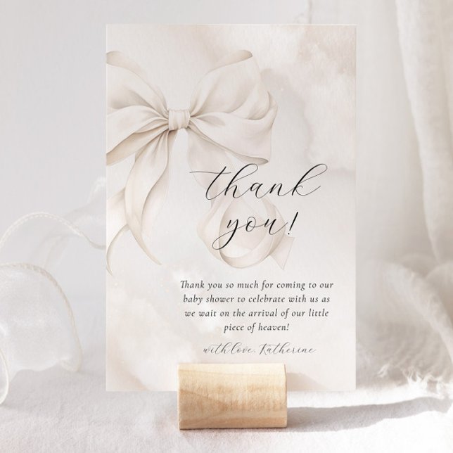 Neutraler Bow Cloud Nine Baby Shower Dankeskarte (Von Creator hochgeladen)