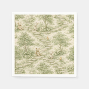 Neutraler Bunny-Bär-Picknick-Blumengarten (1) Serviette
