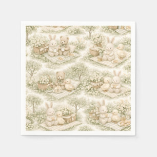 Neutraler Bunny-Bär-Picknick-Blumengarten (3) Serviette
