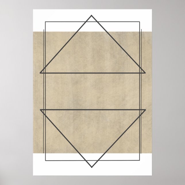 Neutraler geometrischer Abstrakter Limoner Wash Poster (Vorne)