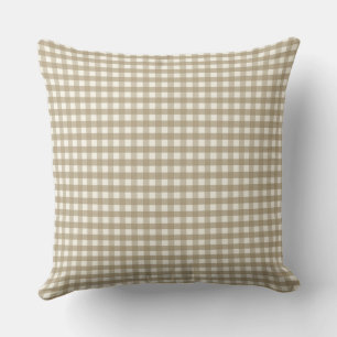 Neutraler Gingham-Karo Kariert Kissen
