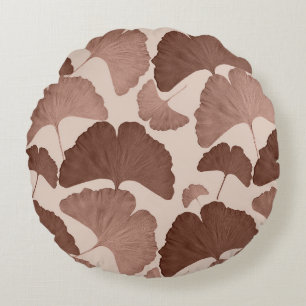 Neutraler Ginkgo Botanischer Traum 1 Rundes Kissen