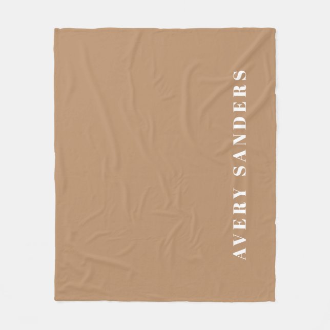 Neutraler Khaki einfacher moderner Personalisierte Fleecedecke (Vorderseite)