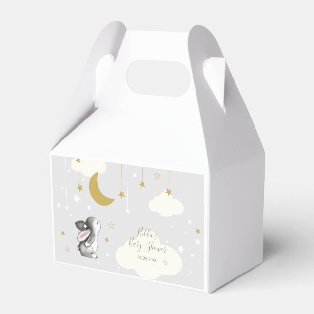 Neutraler Moon Star Cloud Baby Shower Geschenkschachtel (Rückseite)