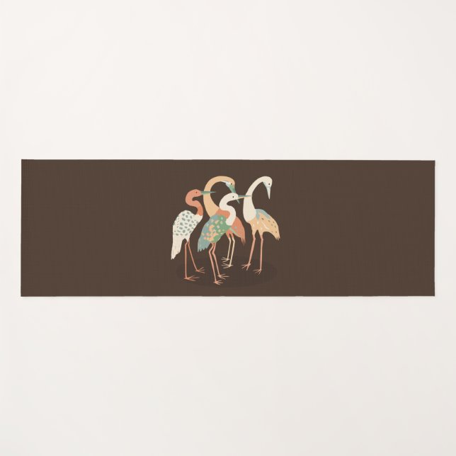 neutraler Pop Art Cranes Solid Brown Side Yogamatte (Vorderseite (Horizontal))