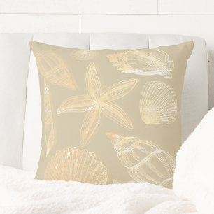 Neutraler Sand Tan Beige Seashell Muscheln Beach H Kissen