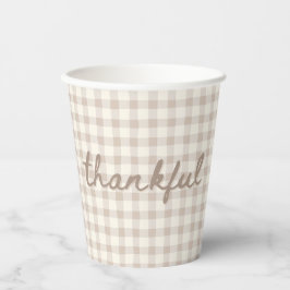 Neutraler Tan Gingham Pappbecher